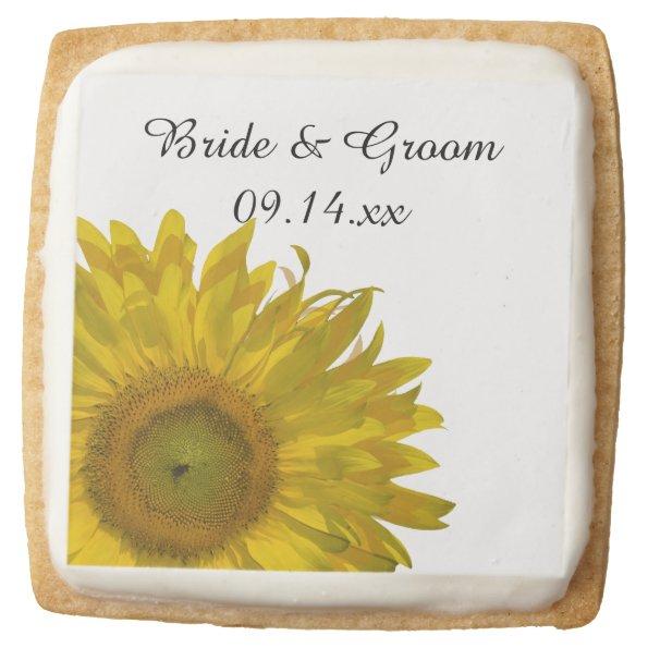 Yellow Sunflower Wedding Favor Square Shortbread Cookie