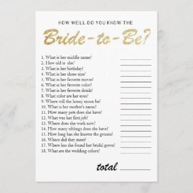 You know the bride bridal shower game gold Invitations
