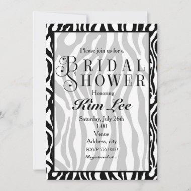 Zebra Print Bridal Shower Typography Invitations