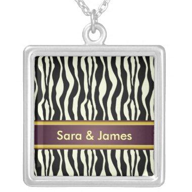 Zebra Print Silver Plated Necklace