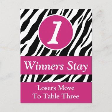Zebra Wild Animal Print Bunco Table Number Card #1