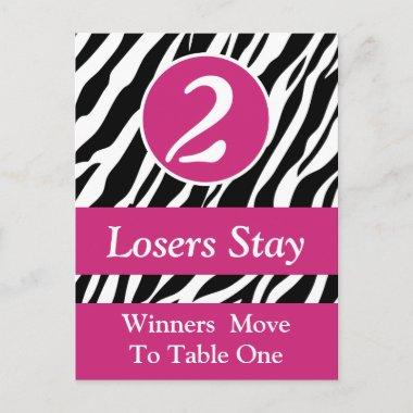 Zebra Wild Animal Print Bunco Table Number Card #2