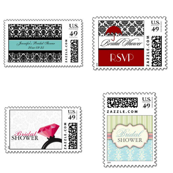 Damask Bridal Shower Stamps