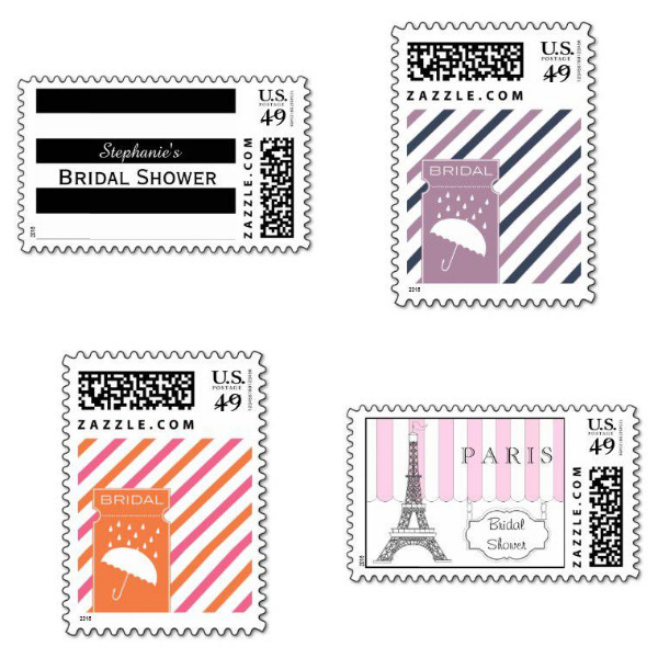 Striped Bridal Shower Stamps