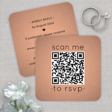 100 Pack QR Code RSVP Faux Copper Foil Enclosure Square Business Invitations