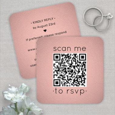 100 Pack QR RSVP Faux Rose Gold Foil Enclosure Square Business Invitations