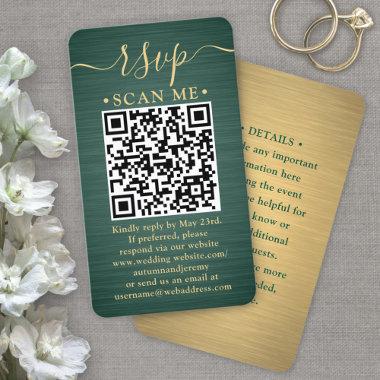 100 Pack QR RSVP Green and Gold Wedding Enclosure Business Invitations