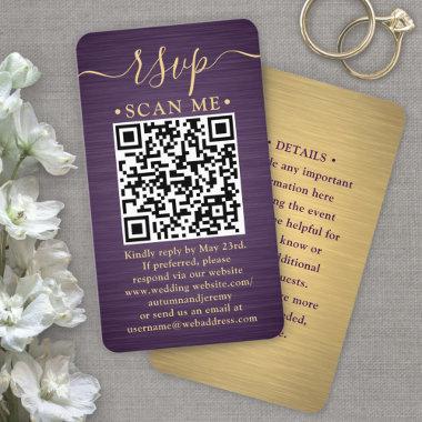 100 Pack QR RSVP Purple and Gold Wedding Enclosure Business Invitations