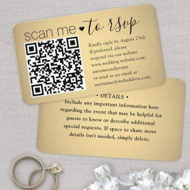 100 Pack Scan Me QR RSVP Faux Gold Foil Enclosure Business Invitations