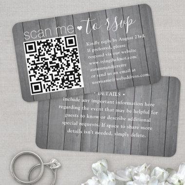 100 Pack Scan Me QR RSVP Gray Faux Wood Enclosure Business Invitations