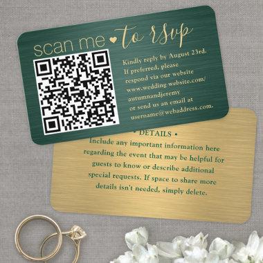 100 Pack Scan Me QR RSVP Green and Gold Wedding Business Invitations