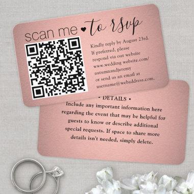 100 Pack Scan Me QR RSVP Pink Faux Foil Enclosure Business