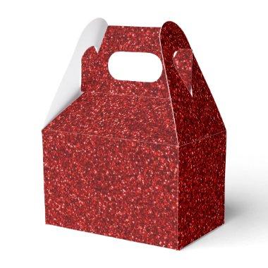 10 Dark Red Glitter Print Sparkles Gable Favor Boxes
