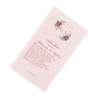 10 Fun Facts Newlyweds Couple Crest Modern Magenta Paper Guest Towels