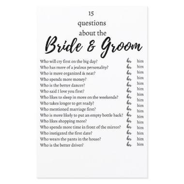15 Questions About the Bride & Groom Wedding Game