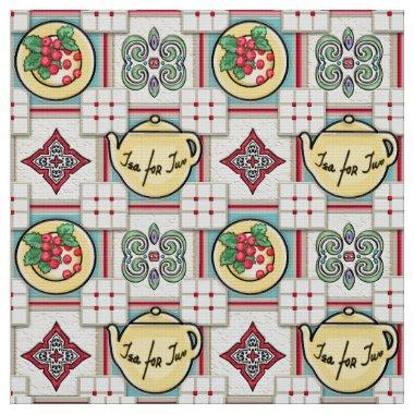 1940s Kitchen Pattern w/Yellow Teapots Fabric