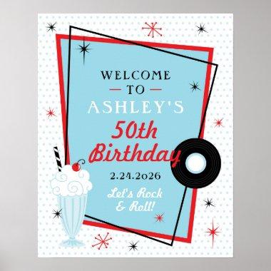 1950s Sock Hop Birthday Party Welcome Sign