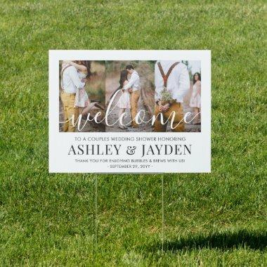 1 Sided Couples Bridal Shower 3 Photo Welcome Yard Sign