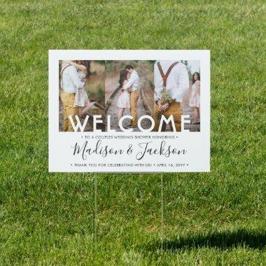 1 Sided Couples Wedding Shower Simple 3 Photo Yard Sign