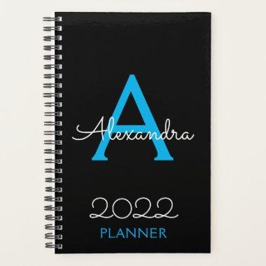 2022 Blue Black Monogram Elegant Planner