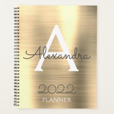 2022 Gold Metallic Monogram Elegant Planner