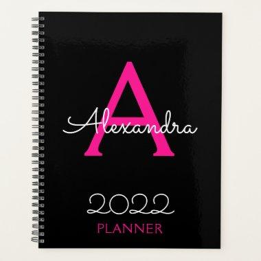 2022 Hot Pink Black Monogram Elegant Planner