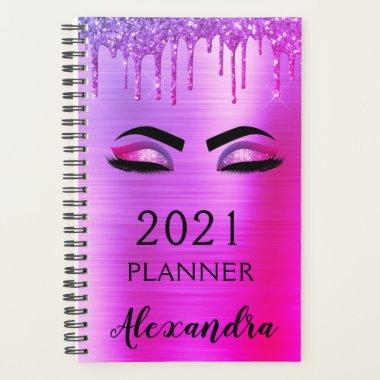 2022 Purple Glitter Sparkle Eyelashes Glam Planner
