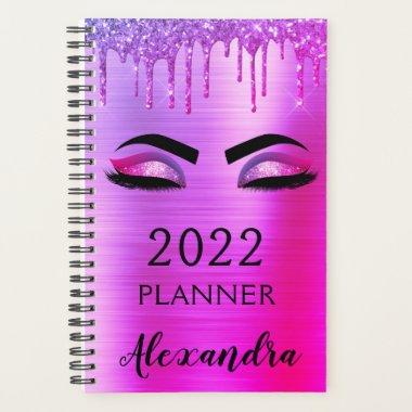 2022 Purple Glitter Sparkle Eyelashes Glam Planner