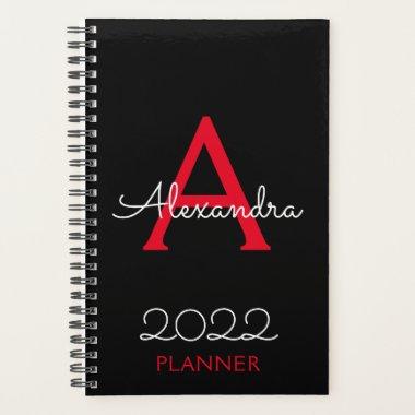 2022 Red Black Monogram Elegant Planner