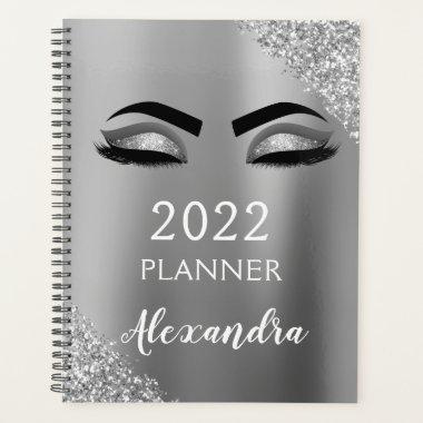 2022 Silver Glitter Sparkle Eyelashes Glam Planner