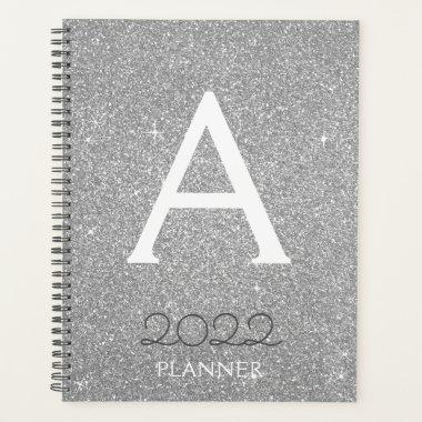 2022 Silver Glitter Sparkle Monogram Planner