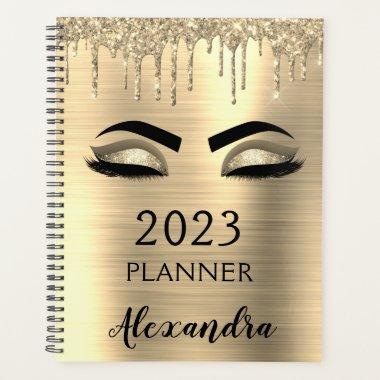 2023 Gold Glitter Sparkle Eyelashes Glam Planner