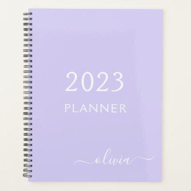 2023 Lavender Purple Script Monogram Name Modern Planner