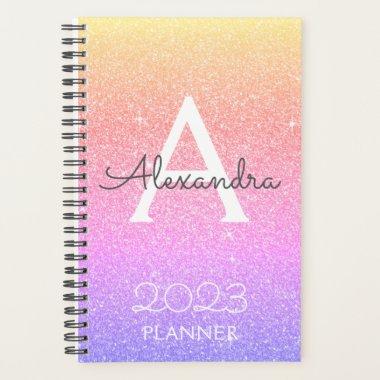 2023 Rainbow Pastel Glitter Sparkle Monogram Planner