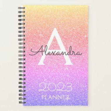 2023 Rainbow Pastel Glitter Sparkle Monogram Planner