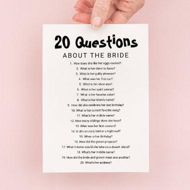 20 Questions about the Bride  Game