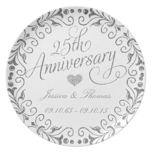 25th Silver Wedding Anniversary Decorative Plate