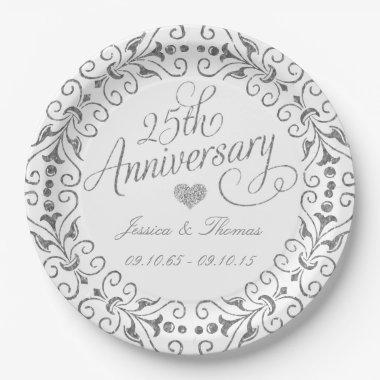 25th Silver Wedding Anniversary Paper Plate