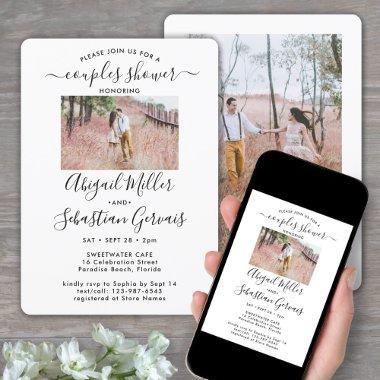 2 Photo Couples Wedding Shower Chic Modern Script