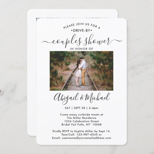 2 Photo Drive-By Modern Couples Bridal Shower Invitations