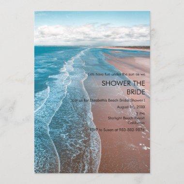 2 Photo Modern Bold Typography Beach Bridal Shower Invitations