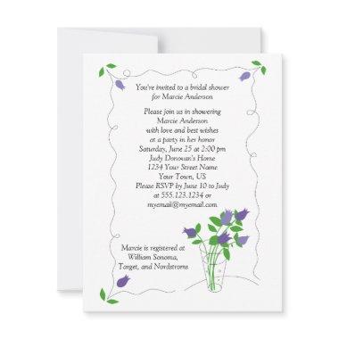 #2 Purple Lavender Tulip Flowers Bridal Shower Inv Invitations