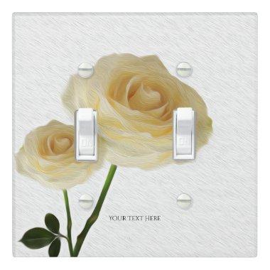 2 White Painted Roses Elegant Floral Home Light Switch Cover