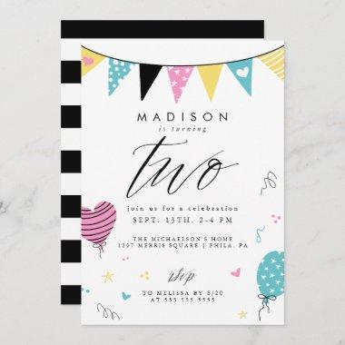 2ND BIRTHDAY | Cute Doodle Birthday Party Invitations