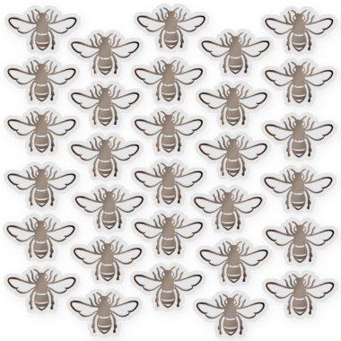 30 Embossed-look Stylized Taupe Honeybees Sticker