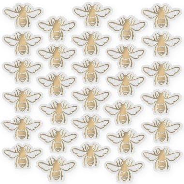 30 Embossed-style Metallic Gold Honeybees Sticker