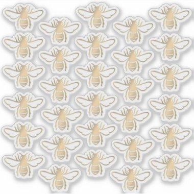 30 Embossed-style Metallic Gold Honeybees Sticker