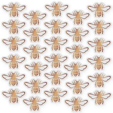 30 Embossed-style Metallic Golden Brown Honeybees Sticker