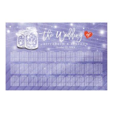 30 Tables Wedding Seating Chart Couple Mason Jars