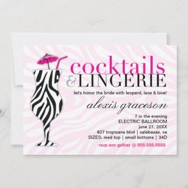 311 Cocktails & Lingerie Zebra Invitations